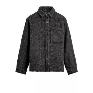 Zara Men's Dark Charcoal faux fur Button-Up Shirt Jacket